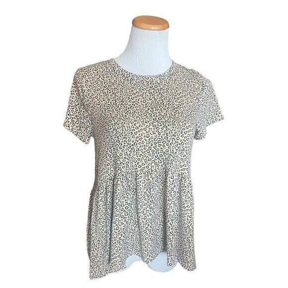 Womens Gaze Animal Print Cheetah Fit and Flare Babydoll Top - Sz S - Picture 1 of 2